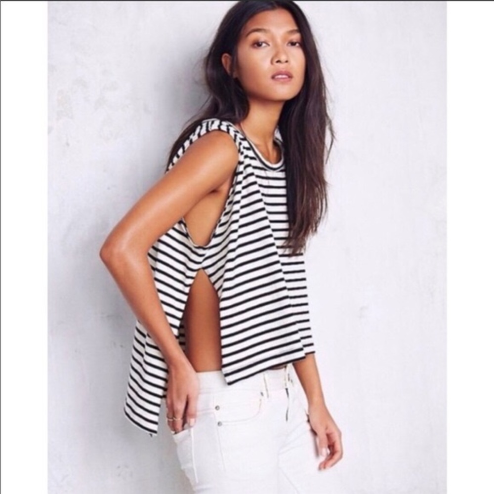 Free People — striped slit tank top